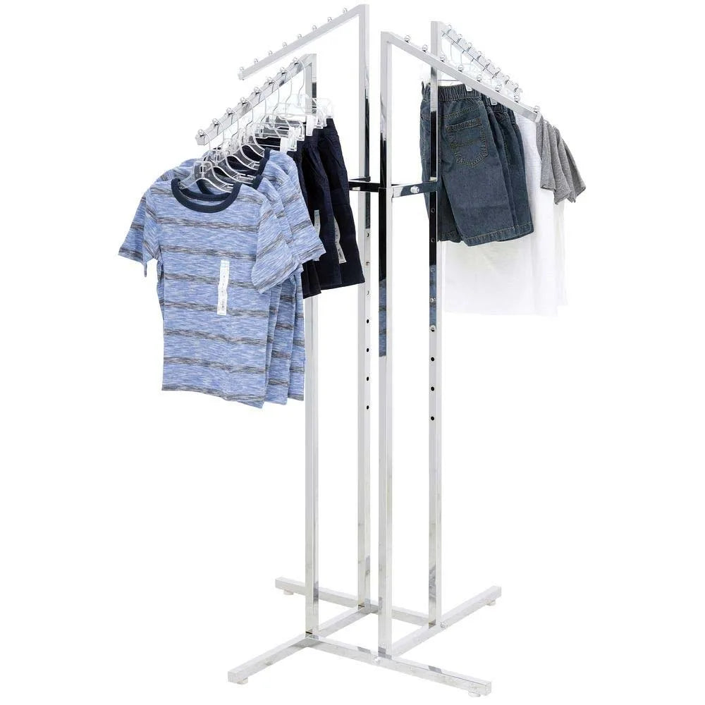 Heavy Duty 4 Way Clothes Display Rack Chrome 4 arm Garment Rack for Clothing Store Display