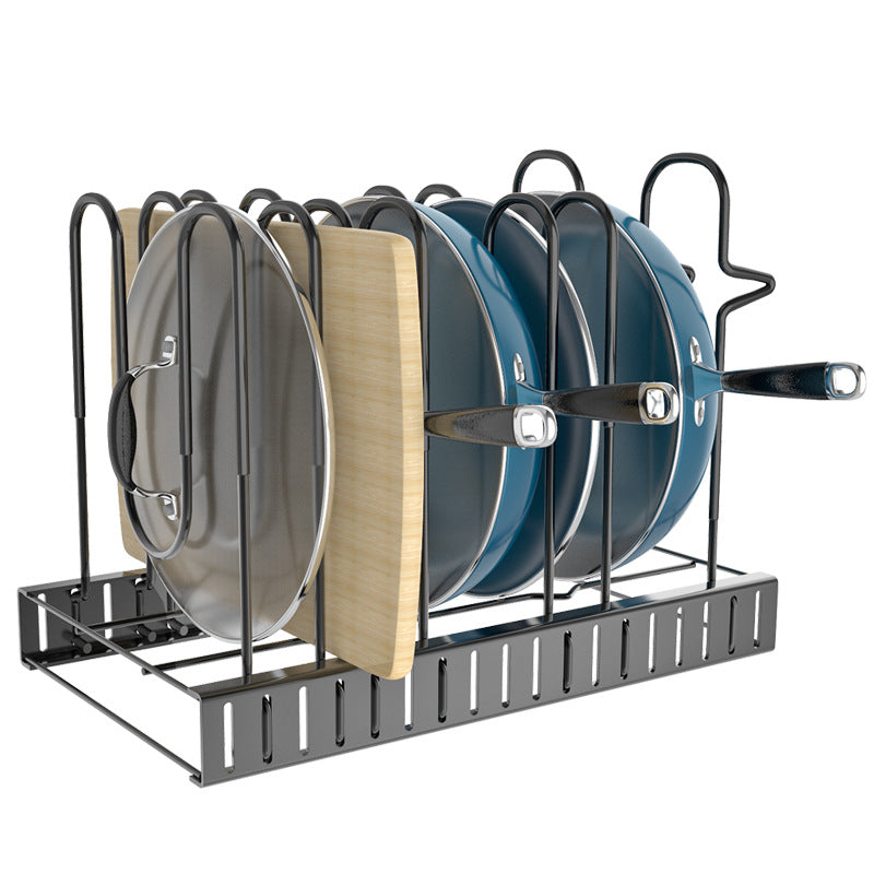 8-Tier Adjustable Pot and Lid Organizer Functional Kitchen Pot Storage Rack for Under Cabinet Kitchen