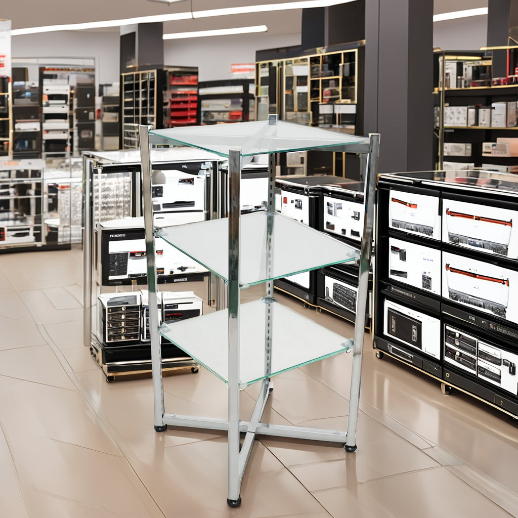 Transparent Glass Dining Area Storage Rack Three-layer Glass Storage Shelf Multi-functional Storage Metal Rack