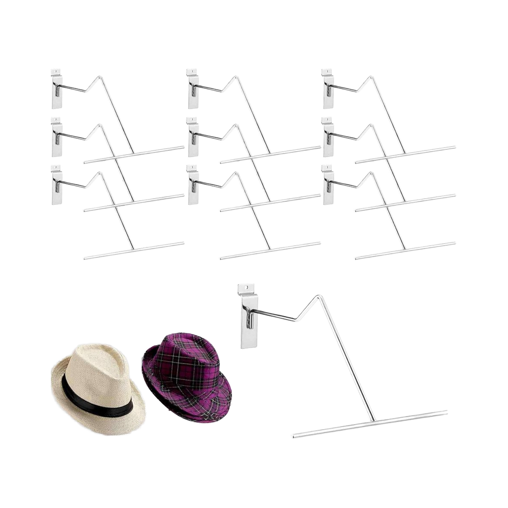 Supermarket Multifunctional Metal Hat Rack Western Cowboy Hat Display Chrome Hanger Organizer and Slatwall Hat Holder