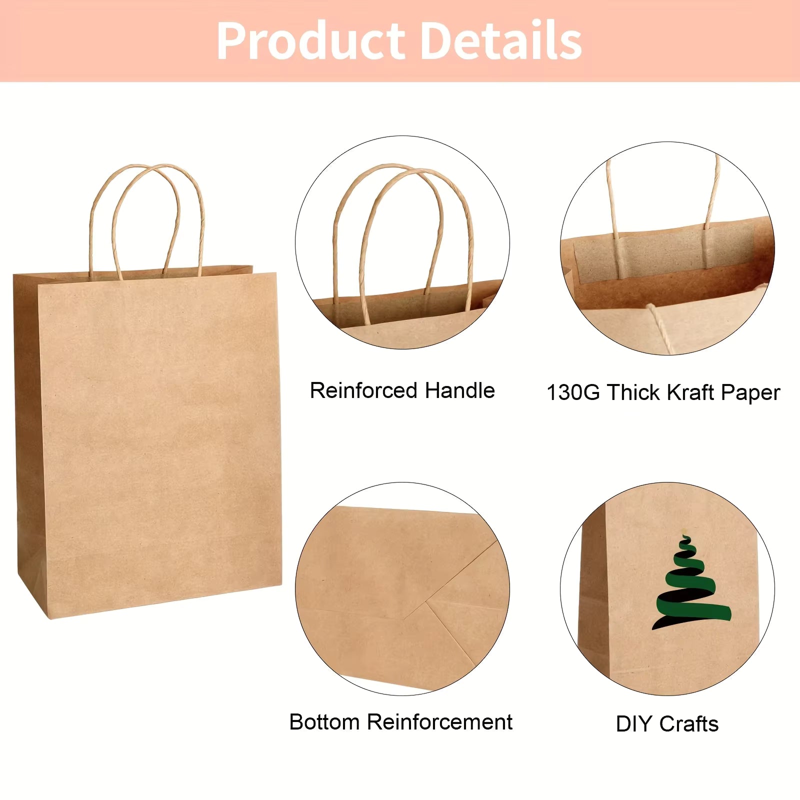Colorful Kraft Paper Bags Simple Handheld Takeout Gift Packaging Candy Color Multicolored Square for Supermarket Supplies