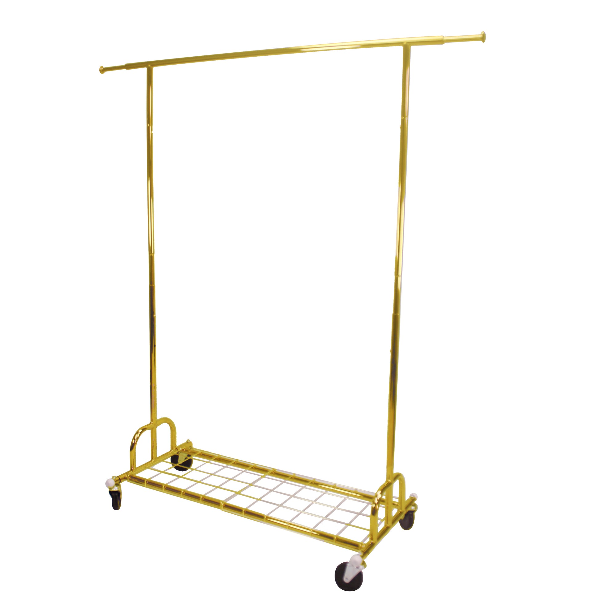 Golden Simple Rolling Metal Garment Rack Organizer Freestanding Clothes Display Rack for Store Display