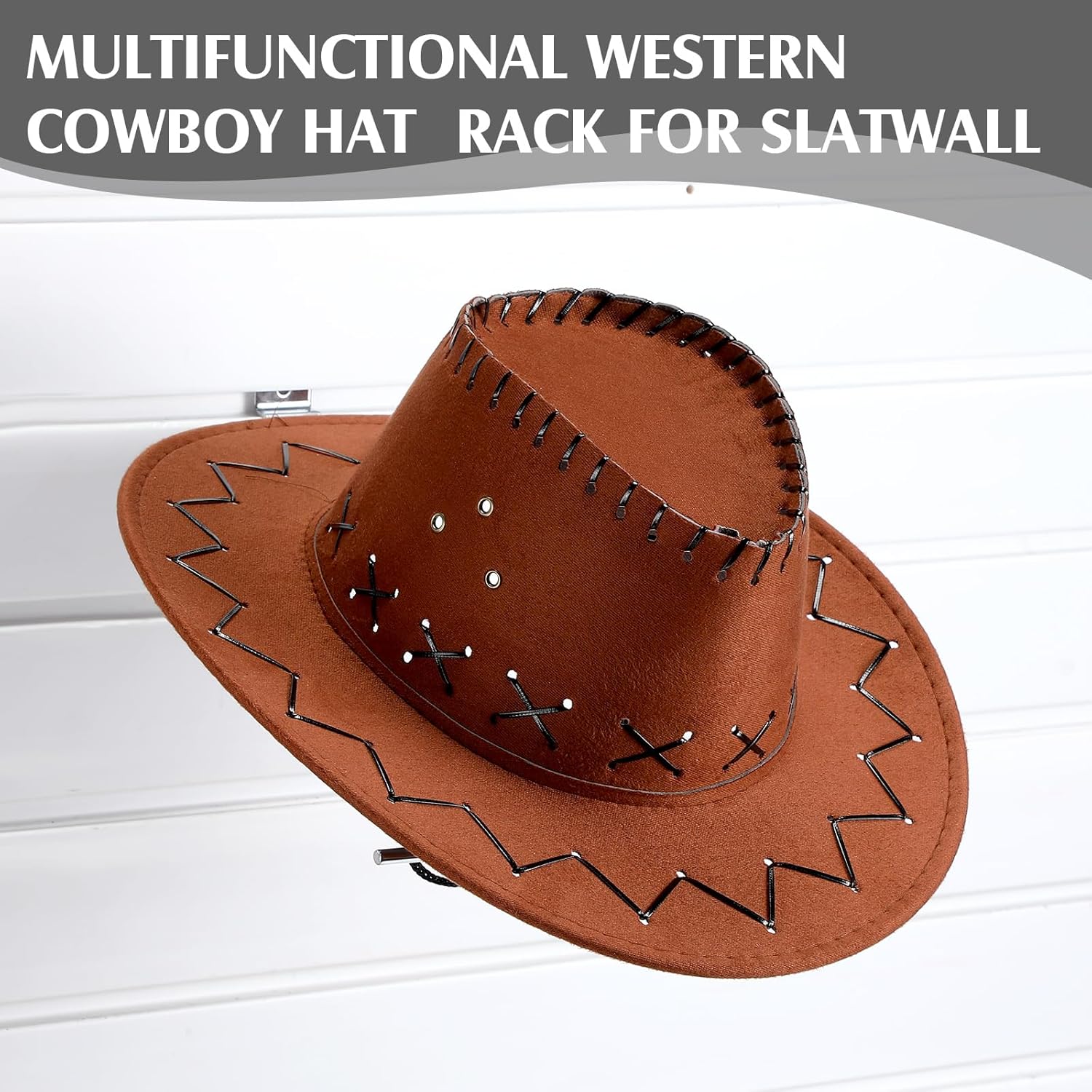 Supermarket Multifunctional Metal Hat Rack Western Cowboy Hat Display Chrome Hanger Organizer and Slatwall Hat Holder