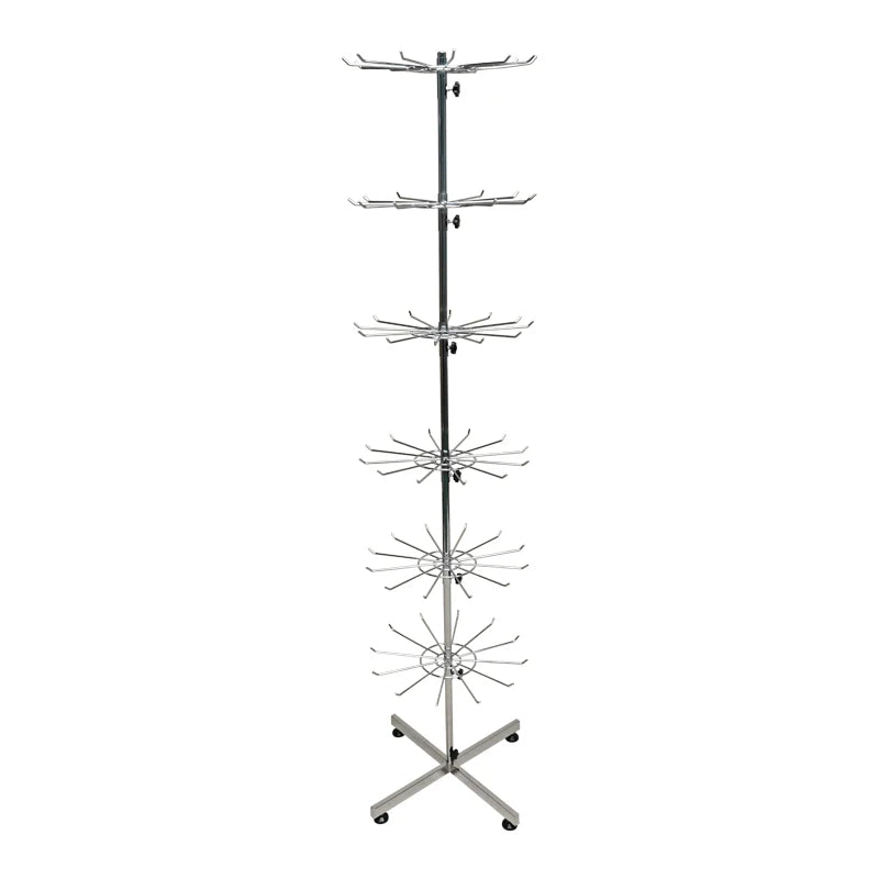 Wholesale Free Standing 6-Tier Rotating Jewelry Display Stand Supermarket Spinning Accessories Display Rack Iron Direct Factory