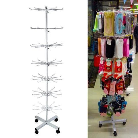 Wholesale Free Standing 6-Tier Rotating Jewelry Display Stand Supermarket Spinning Accessories Display Rack Iron Direct Factory