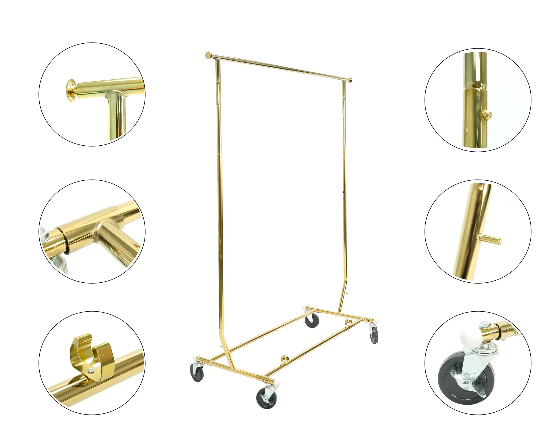 Collapsible rolling rack Garment Rack single bar