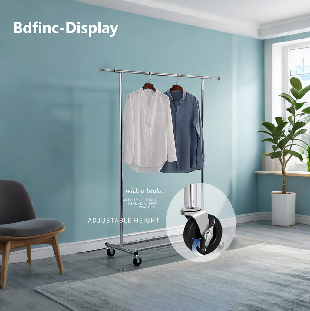 Chrome folding sales rack in use at trade show, mobile display solution for sales representatives