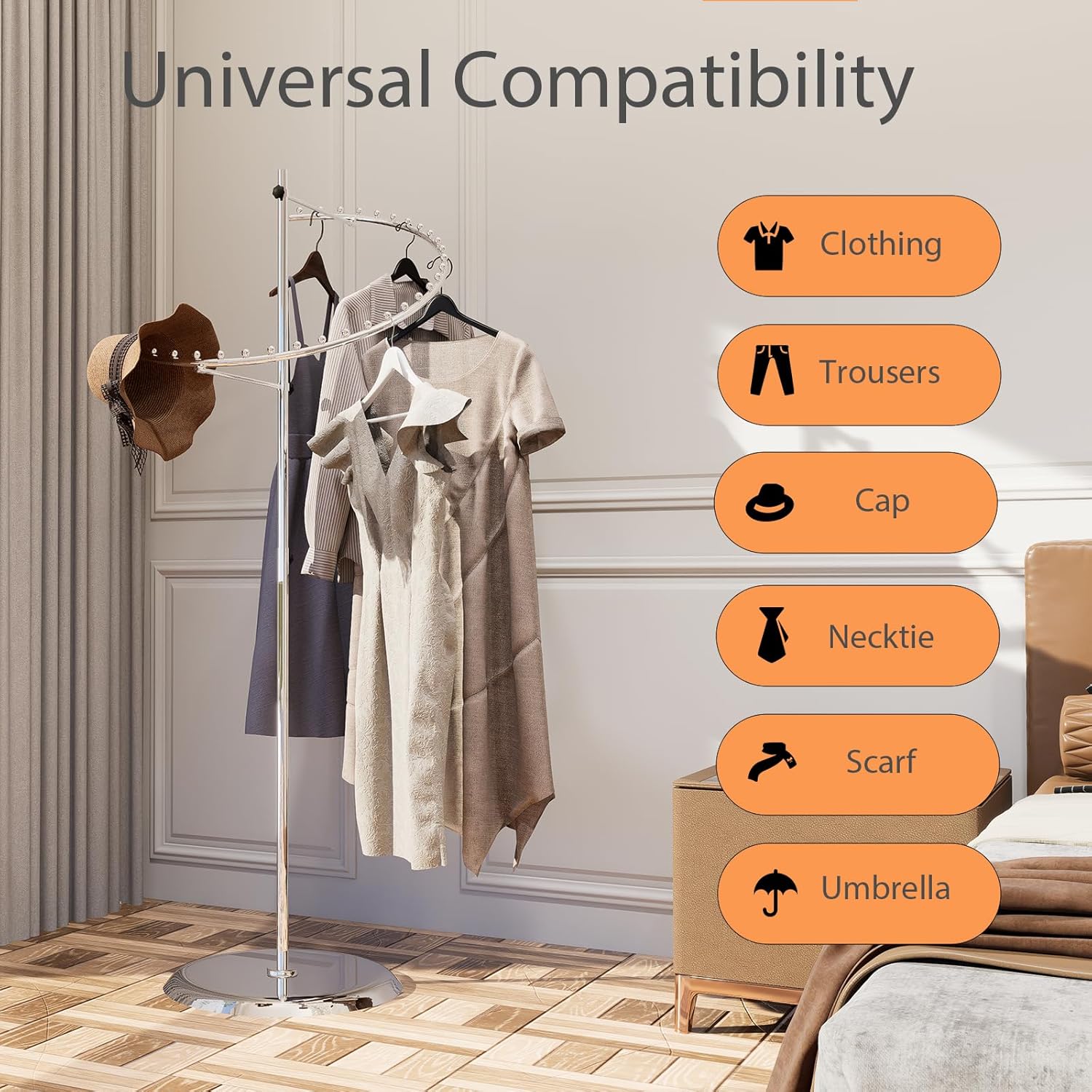 Top view showing swedge stem fitting for sign holder on chrome spiral display rack