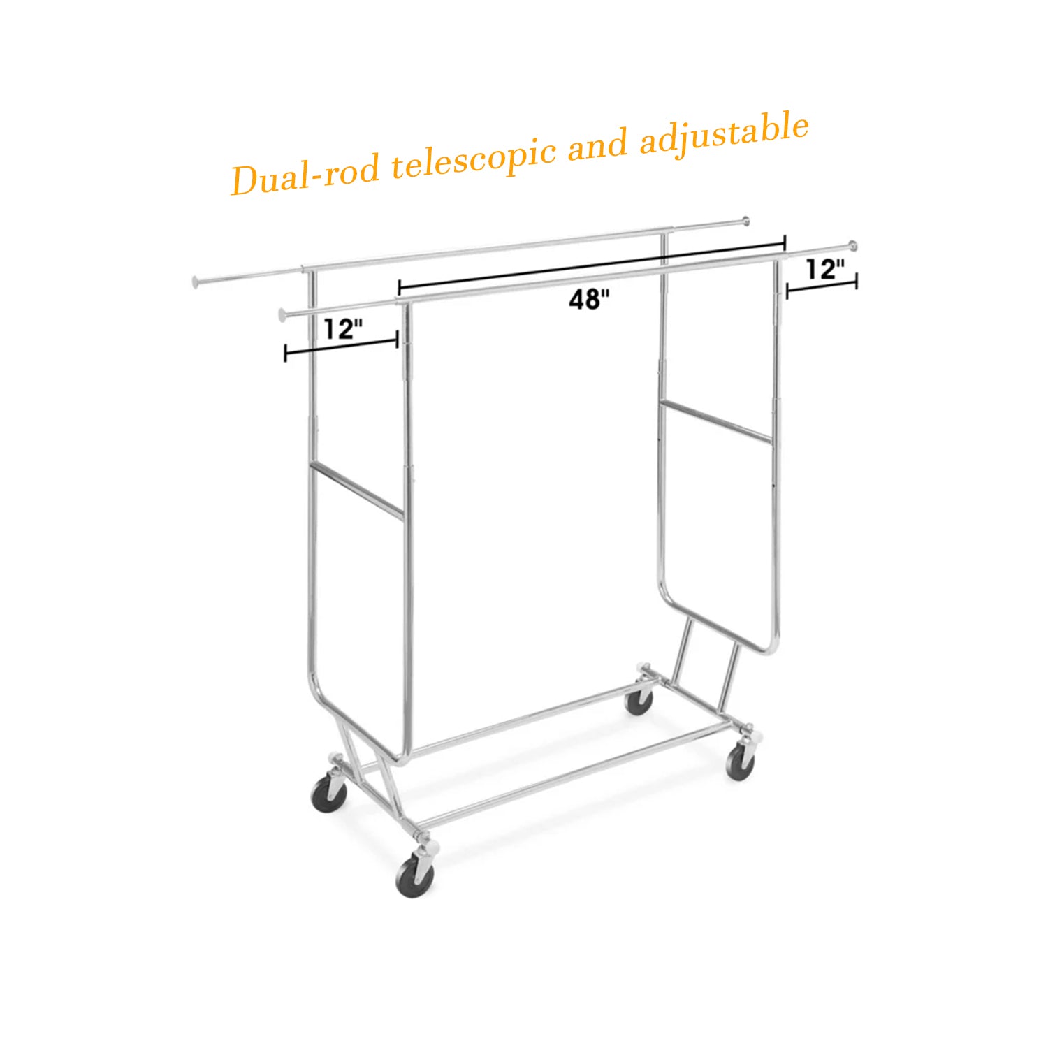 Dimension details of BDF chrome collapsible sales rack, commercial display fixture for bulk purchase