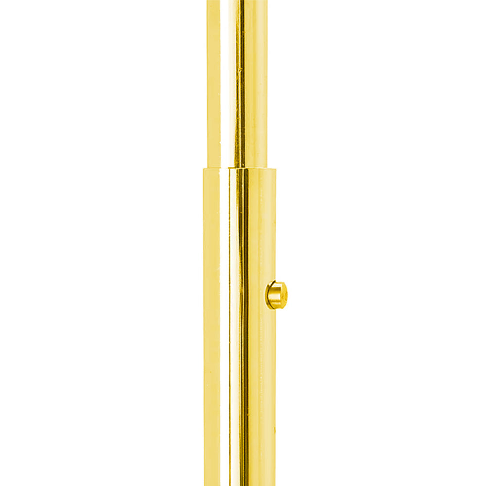 Extension rail mechanism detail on BDF gold salesman rack, professional garment display system for commercial use