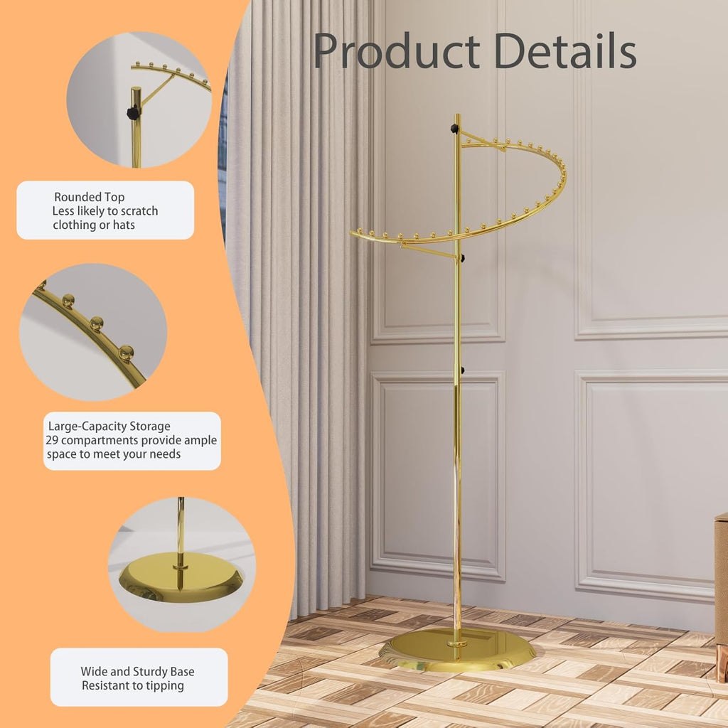 Top view showing swedge stem fitting for sign holder on gold spiral display rack