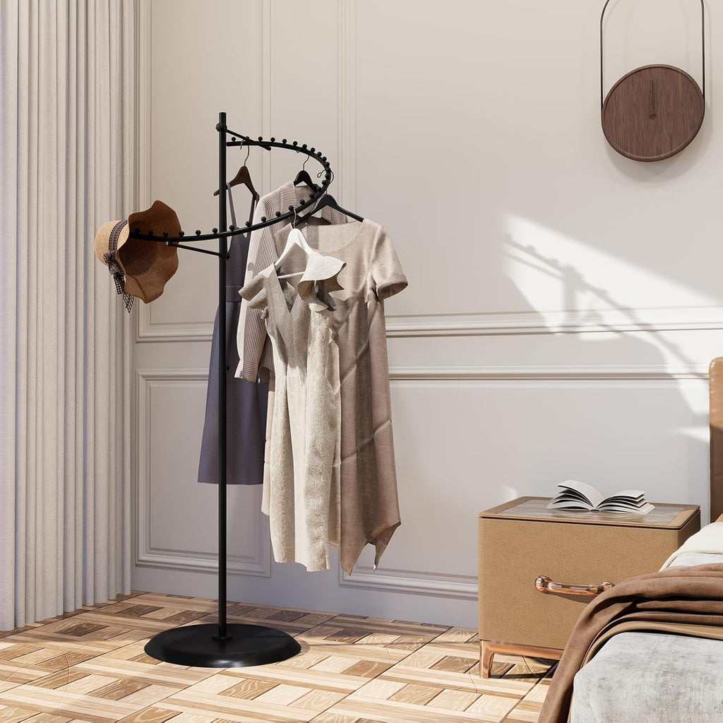 Top view showing swedge stem fitting for sign holder on black spiral display rack