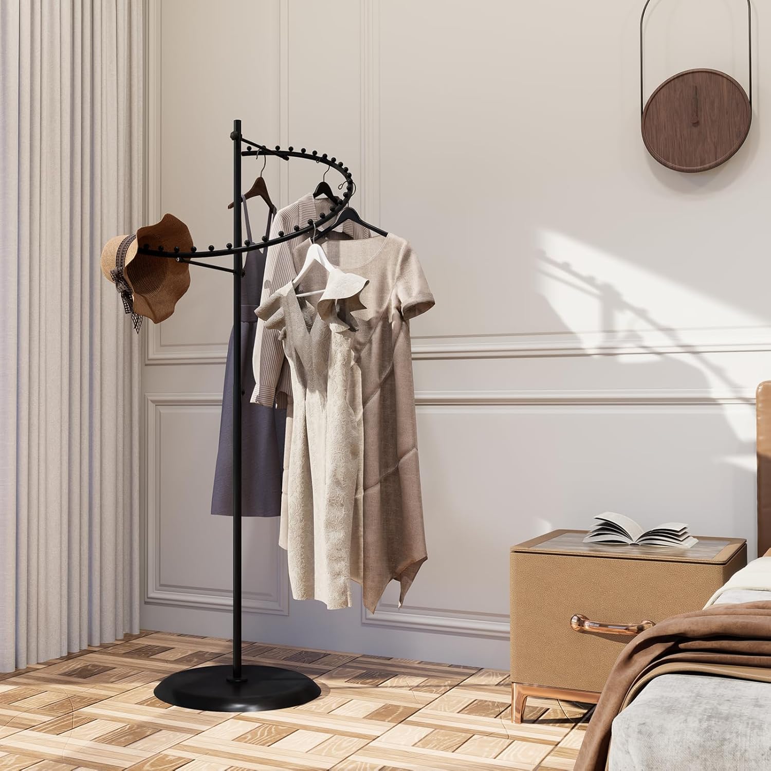 Top view showing swedge stem fitting for sign holder on black spiral display rack