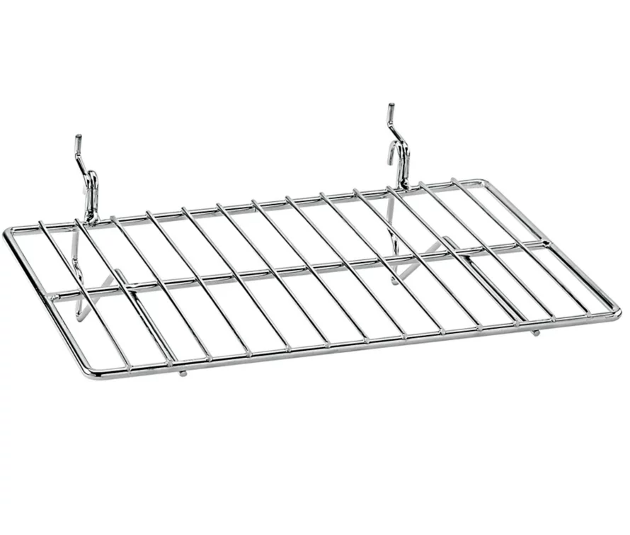 BDF Universal 8x12 inch chrome wire display shelf with a high-gloss finish, shown on a clean background.