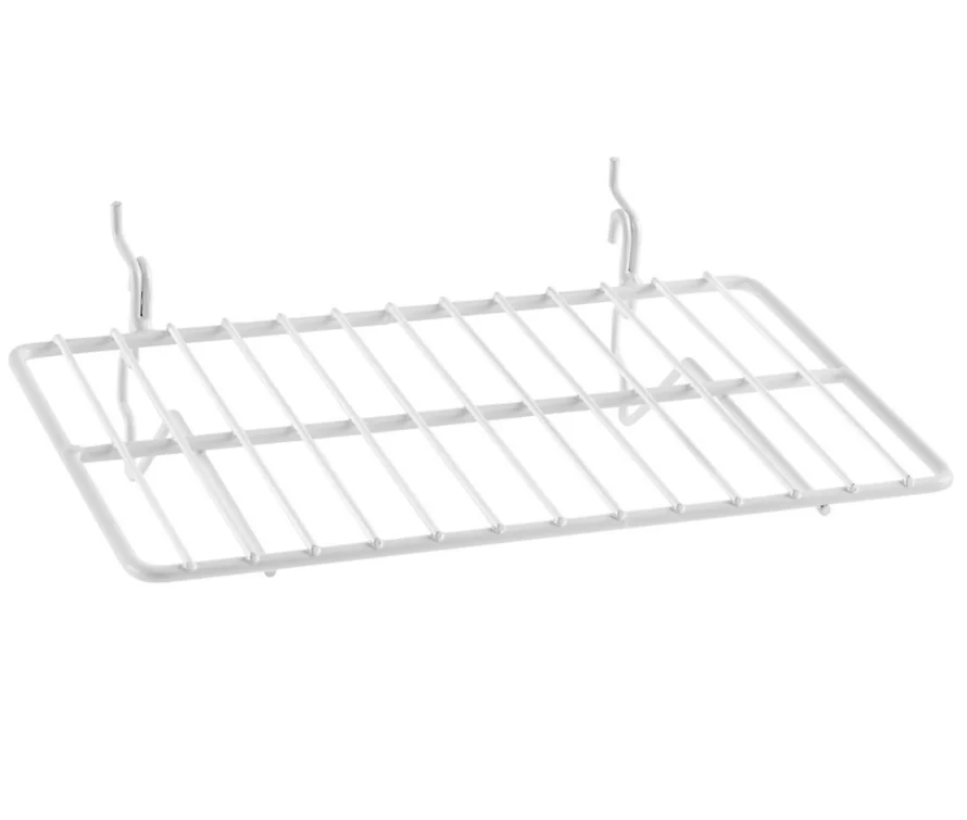 BDF Universal 8x12 inch white wire display shelf with clean semi-gloss finish, shown on a white background.