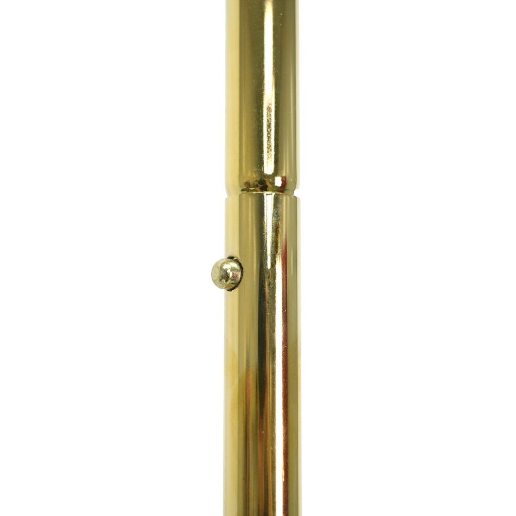 Detail of vertical extension system on BDF clothing display rack, height adjustment feature