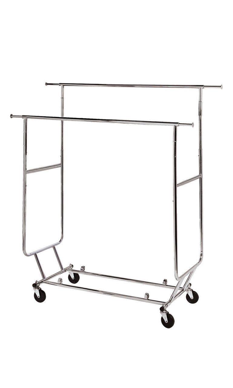 Chrome Double Rail Collapsible Clothing Rack