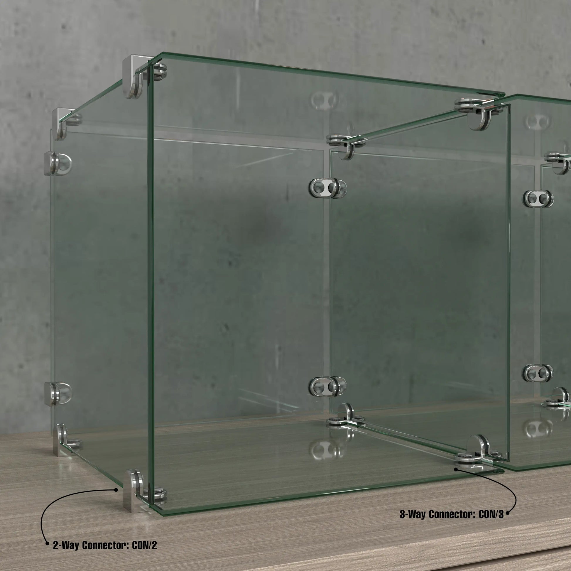Chrome 2-Way Connector for Glass Cubbies